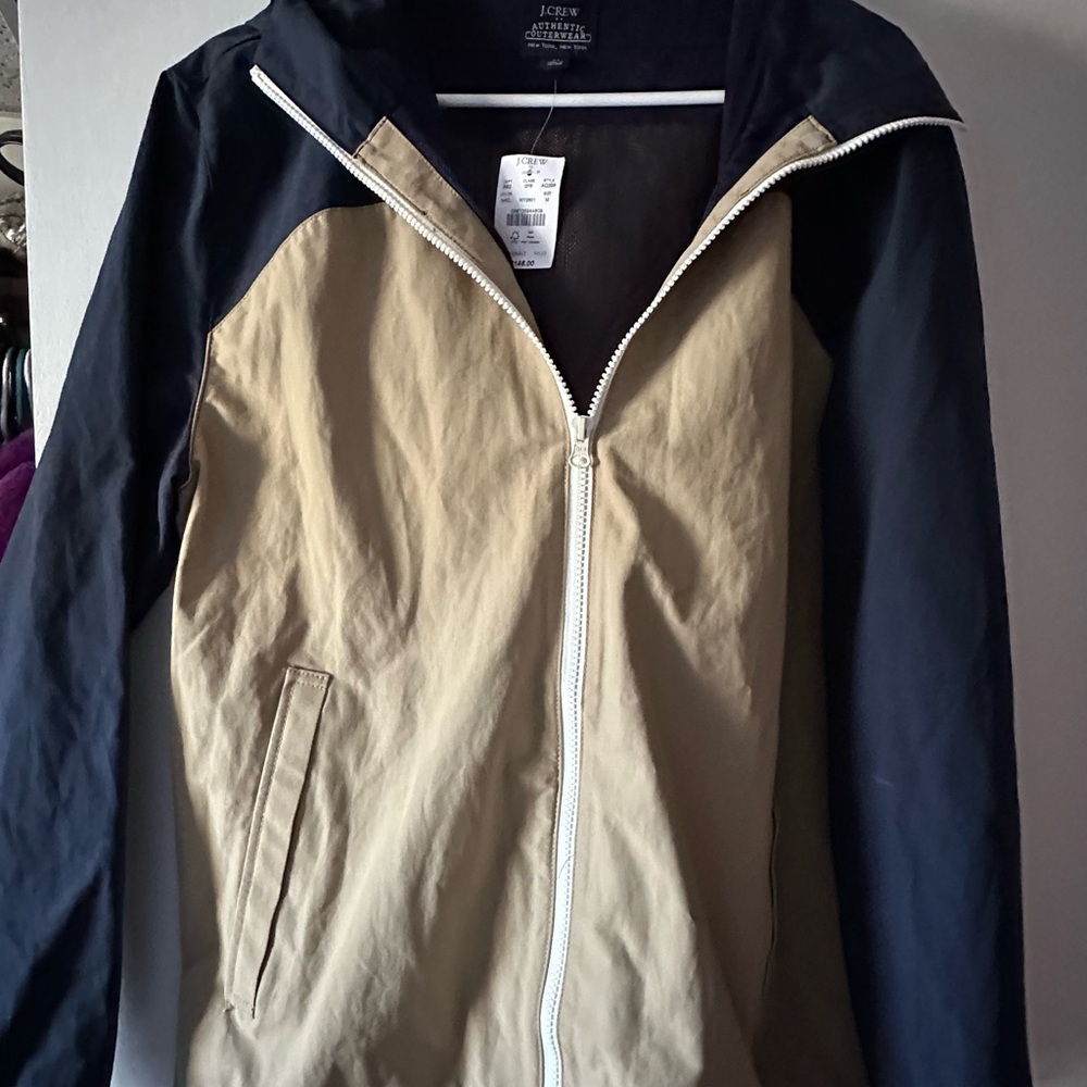 J. Crew Tan and Black Zip-Up Jacket